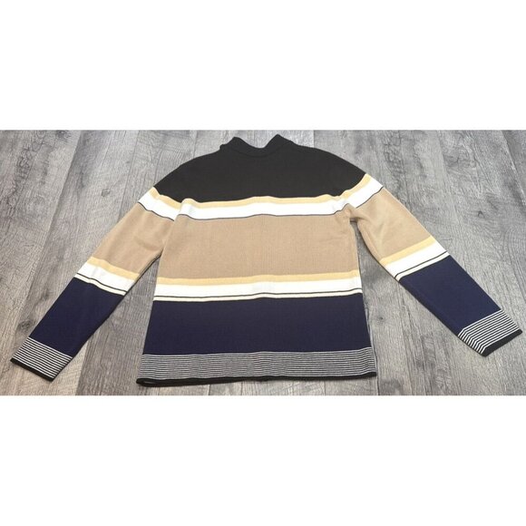 Sag Harbor Cardigan Sweater Womens Small Full Zip Cotton Knit Striped 90s NEW - Picture 2 of 11